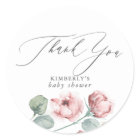 Dusty Pink Flowers Elegant Party Shower Thank You