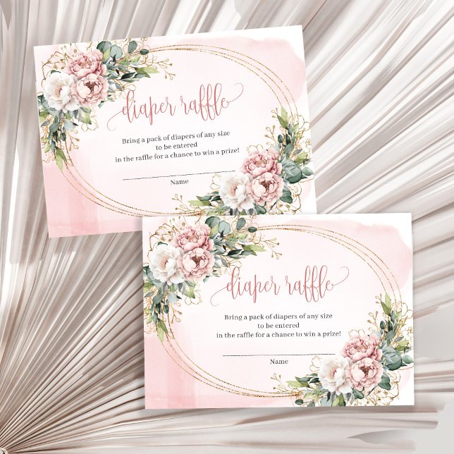 Dusty Pink Flowers Eucalyptus Baby Girl Raffle Car Enclosure Card (Dusty Pink Flowers Eucalyptus Baby Girl Raffle Card)