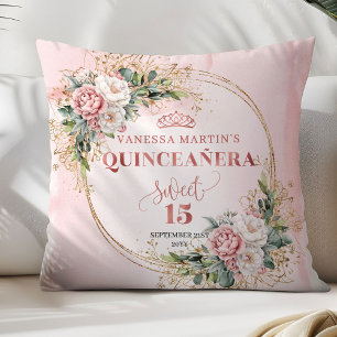 Dusty Pink Flowers Greenery Perfect Gift 15th Bday Cushion