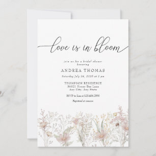 Dusty Pink Flowers Watercolor Bridal Shower Invitation