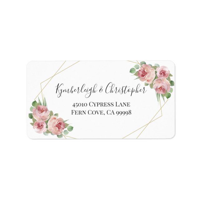 Dusty Pink Geometric Wedding RSVP Return Address  Label (Front)