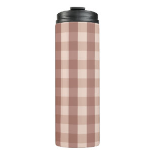 Dusty Pink Gingham Chequered Thermal Tumbler