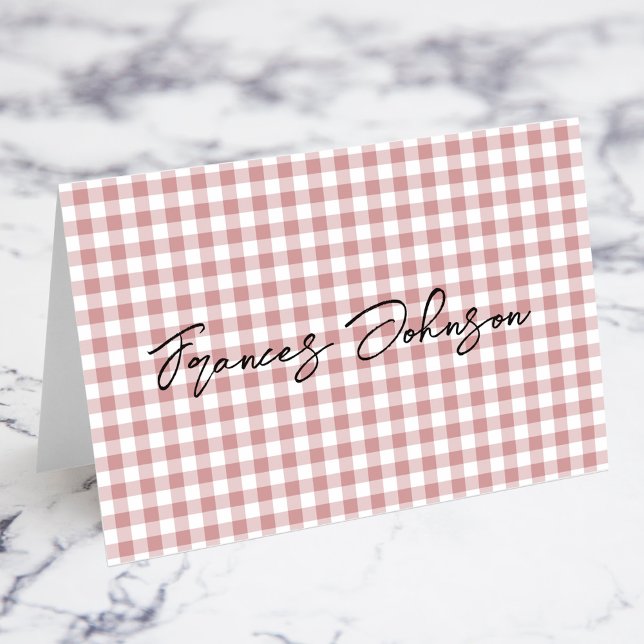Dusty Pink Gingham Individual Name Place Cards (Dusty Pink Gingham Individual Name Place Cards)