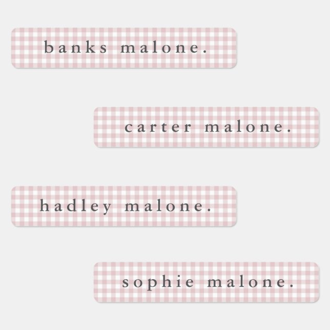 Dusty Pink Gingham Waterproof Name (Group)