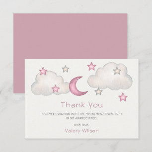 Dusty Pink Girl Baby Shower Thank You Card