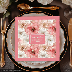 Dusty Pink Gold Flowers Napkins Trendy Custom Name