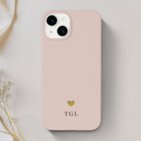 Dusty Pink Gold Heart Monogram