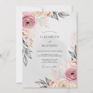 Dusty Pink Graceful Romantic Wedding Invitation