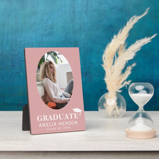 Dusty Pink Graduate Photo Graduation Plaque (Side)