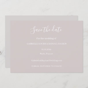 Dusty Pink Grey and White Save The Date Wedding Invitation