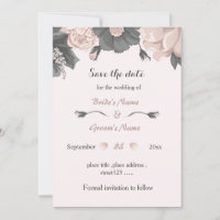 dusty pink grey flowers amazing save the date