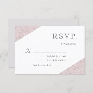 Dusty Pink Grey White Elegant Marble Wedding RSVP Invitation