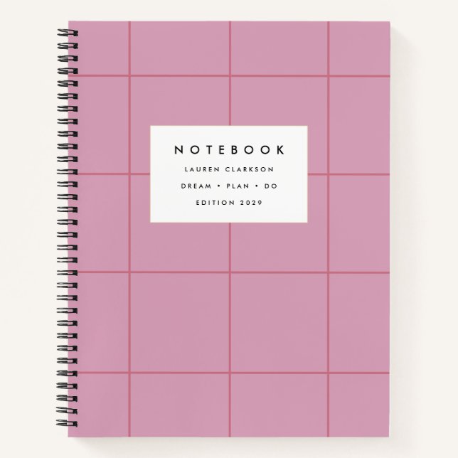 Dusty Pink Grid Notebook (Front)
