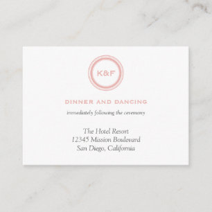 Dusty pink initials wedding reception enclosure card