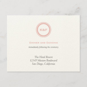 Dusty pink initials wedding reception enclosure card