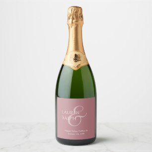 Dusty Pink & Ivory Monogram Sparkling Wine Label