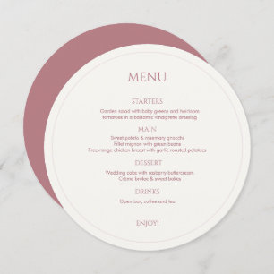 Dusty Pink & Ivory Monogrammed Round Wedding Menu