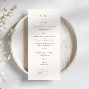 Dusty Pink & Ivory Monogrammed Wedding Menu