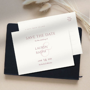 Dusty Pink & Ivory Script Wedding Save The Date Announcement Postcard
