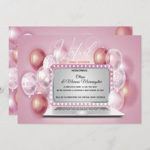Dusty Pink Laptop Virtual Baby Girl Shower Invitation