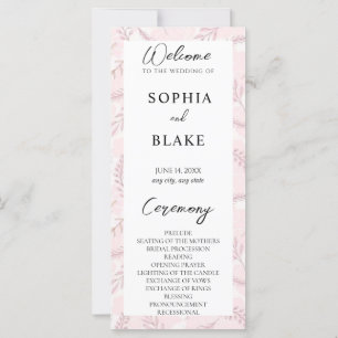 Dusty Pink Leaves and Foliage Wedding Program