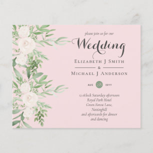 Dusty Pink Magnolia Sage Floral LOW BUDGET WEDDING Flyer