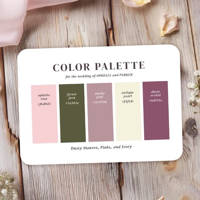 Dusty Pink Mauve Ivory Wedding Colour Palette Card (Say "I DO" to a wedding color palette that is romantic, elegant, and vintage inspired.
)