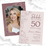Dusty Pink Mauve Photo Surprise 50th Birthday Invitation<br><div class="desc">Floral dusty pink and mauve surprise 50th birthday party invitation with your photo on the back of the card. Trendy boho yet modern feminine design features botanical accents and typography script font. Simple floral invite card perfect for a stylish female surprise bday celebration. Can be customised to any age. Printed...</div>