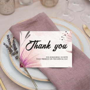 Dusty Pink & Mauve Watercolor Floral Wedding Thank You Card