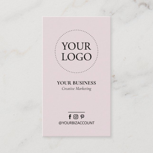 Dusty Pink Minimal Logo Business Social Media Card (Front)