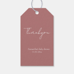 Dusty Pink Minimal Rustic baby shower thankyou Gift Tags