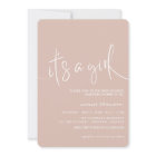 Dusty Pink Minimal Rustic its a girl Invitation