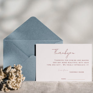 Dusty Pink Minimal Rustic thankyou card