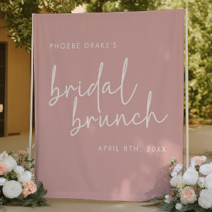 Dusty Pink Minimal Script Bridal Brunch Backdrop Tapestry