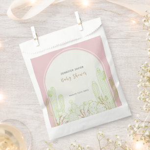Dusty Pink Minimalist Boho Cactus Arch Baby Shower Favour Bags