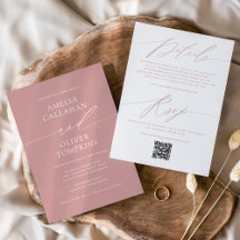 Dusty Pink Minimalist Double-Sided Wedding