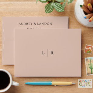 Dusty Pink Minimalist Elegant Modern Wedding Envelope