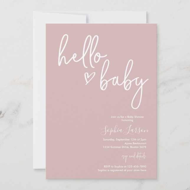 Dusty Pink Minimalist Modern Boho Baby Shower Invitation (Front)