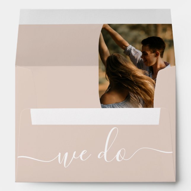 Dusty Pink Minimalist Photo 5x7 Wedding Invitation Envelope (Back (Bottom))