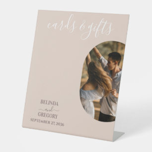 Dusty Pink Minimalist Photo Wedding Cards & Gifts Pedestal Sign
