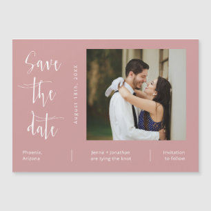 Dusty Pink Minimalist Save the Date Photo Magnet