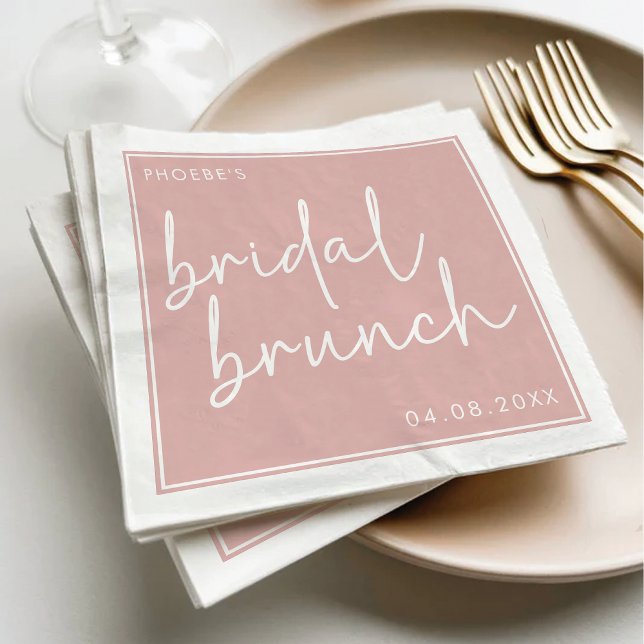 Dusty Pink Minimalist Script Bridal Brunch Napkin (Creator Uploaded)