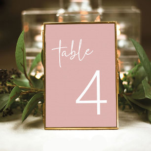 Dusty Pink Minimalist Script Bridal Shower Flat Table Number