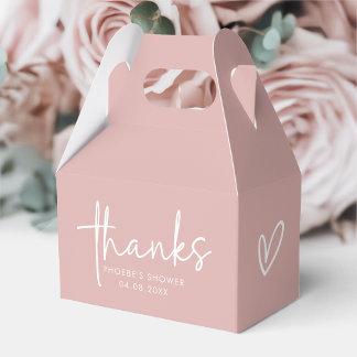 Dusty Pink Minimalist Script Bridal Shower Gable Favour Box