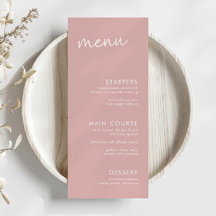 Dusty Pink Minimalist Script Bridal Shower Menu