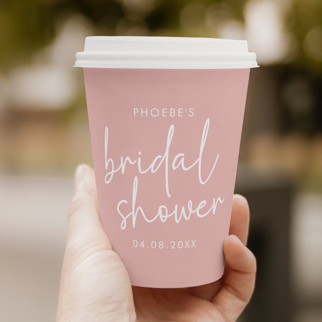 Dusty Pink Minimalist Script Bridal Shower Paper Cups (Creator Uploaded)