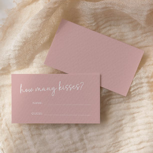 Dusty Pink Minimalist Script How Many Kisses Game Enclosure Card