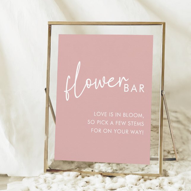 Dusty Pink Minimalist Script Shower Flower Bar Poster (Creator Uploaded)