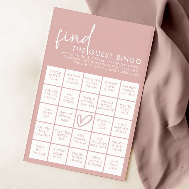 Dusty Pink Minimalist Shower Guest Bingo Game (Creator Uploaded)