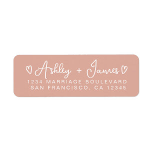 Dusty Pink Modern Script Hearts Return Address